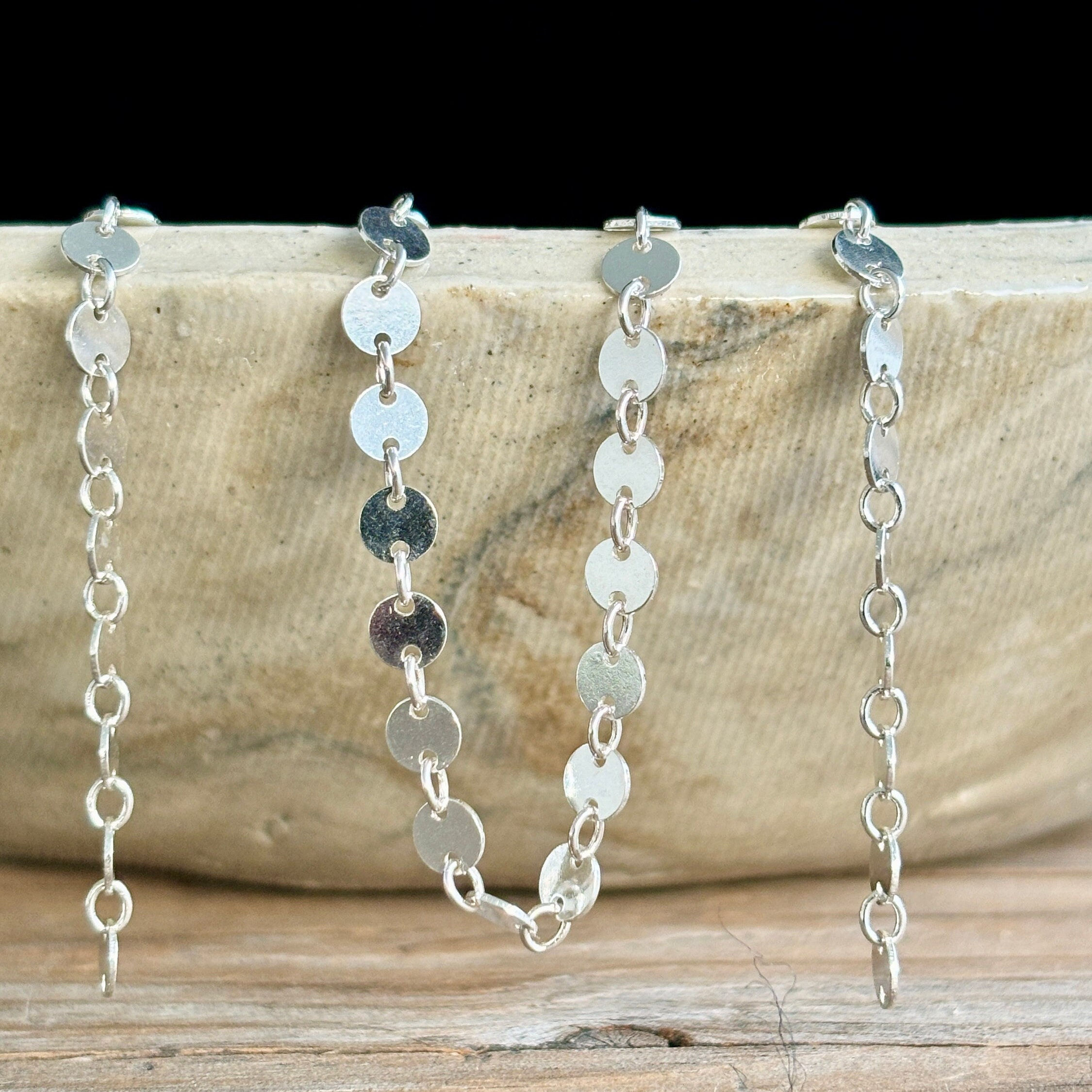 Sterling Silver Coin Sequin Chain - 4mm, Bulk Jewelry Making