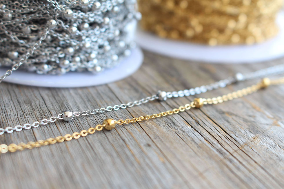 Thumbnail: Waterproof Stainless Steel Satellite Bead Chain - Gold & Silver, 2mm