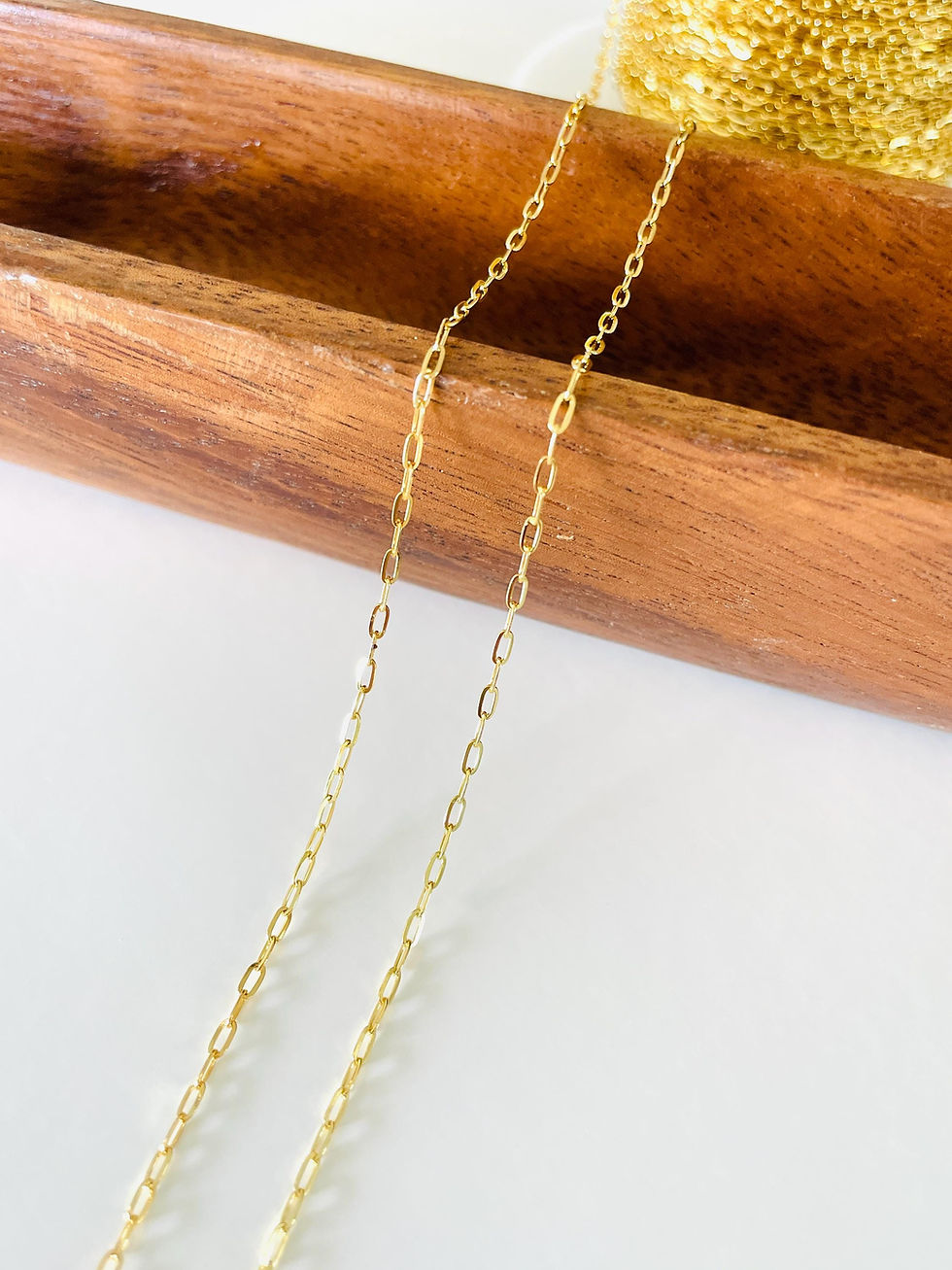 Thumbnail: Gold Chain Flat Link - No Fade No Tarnish Waterproof Hypoallergenic Stainless...