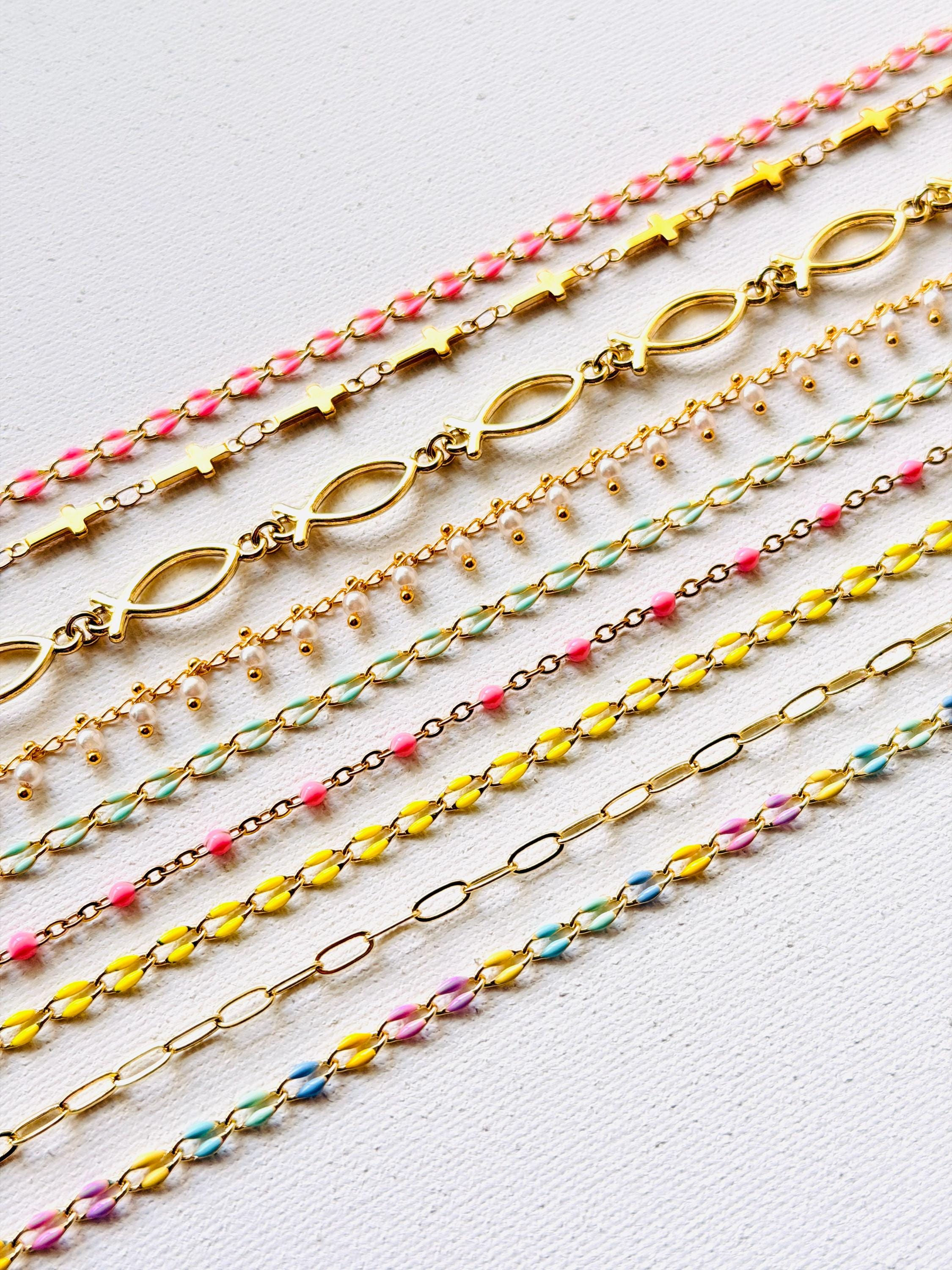 Gold and Colored Chains for Easter and Spring - No Fade Tarnish Free - Perman...