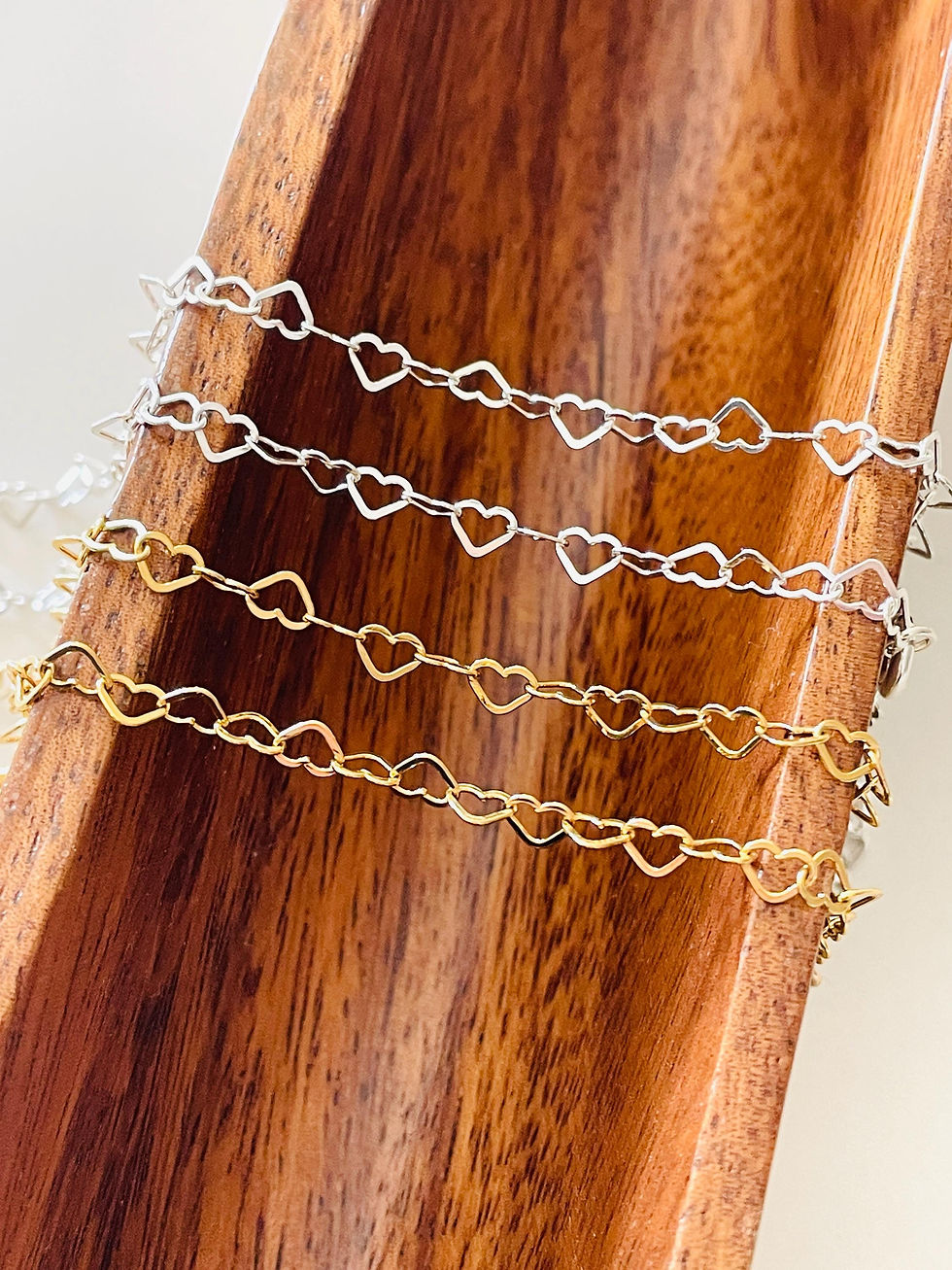Thumbnail: Sterling Silver Heart Chain – 18k Gold PVD Plated, DIY Jewelry Making