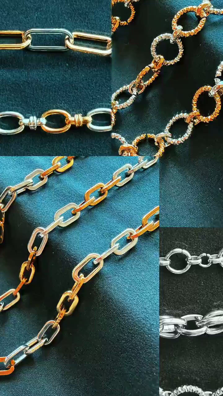 Thumbnail: Mixed Metal Stainless Steel Chain - Gold Silver Two Tone Wholesale