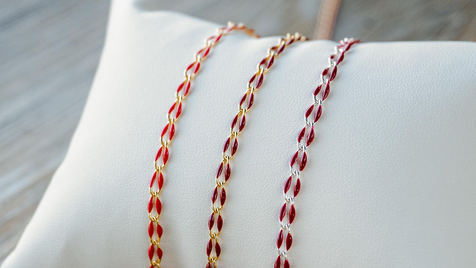 Thumbnail: Red Enamel Gold Plated Chain – Jewelry Making Supplies