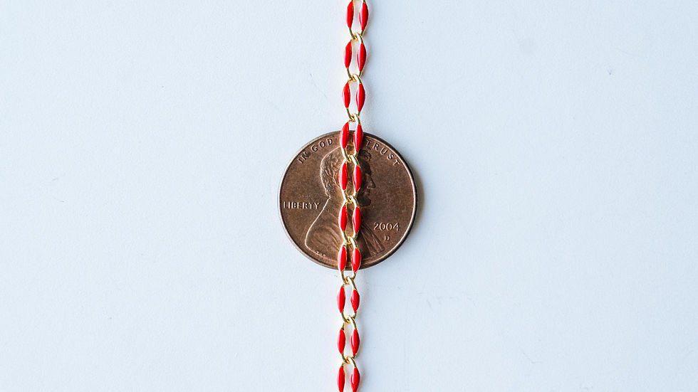 Thumbnail: 18k PVD Plated Gold Enamel Chains By The Foot - Red Burgundy Scarlet Gold Silver
