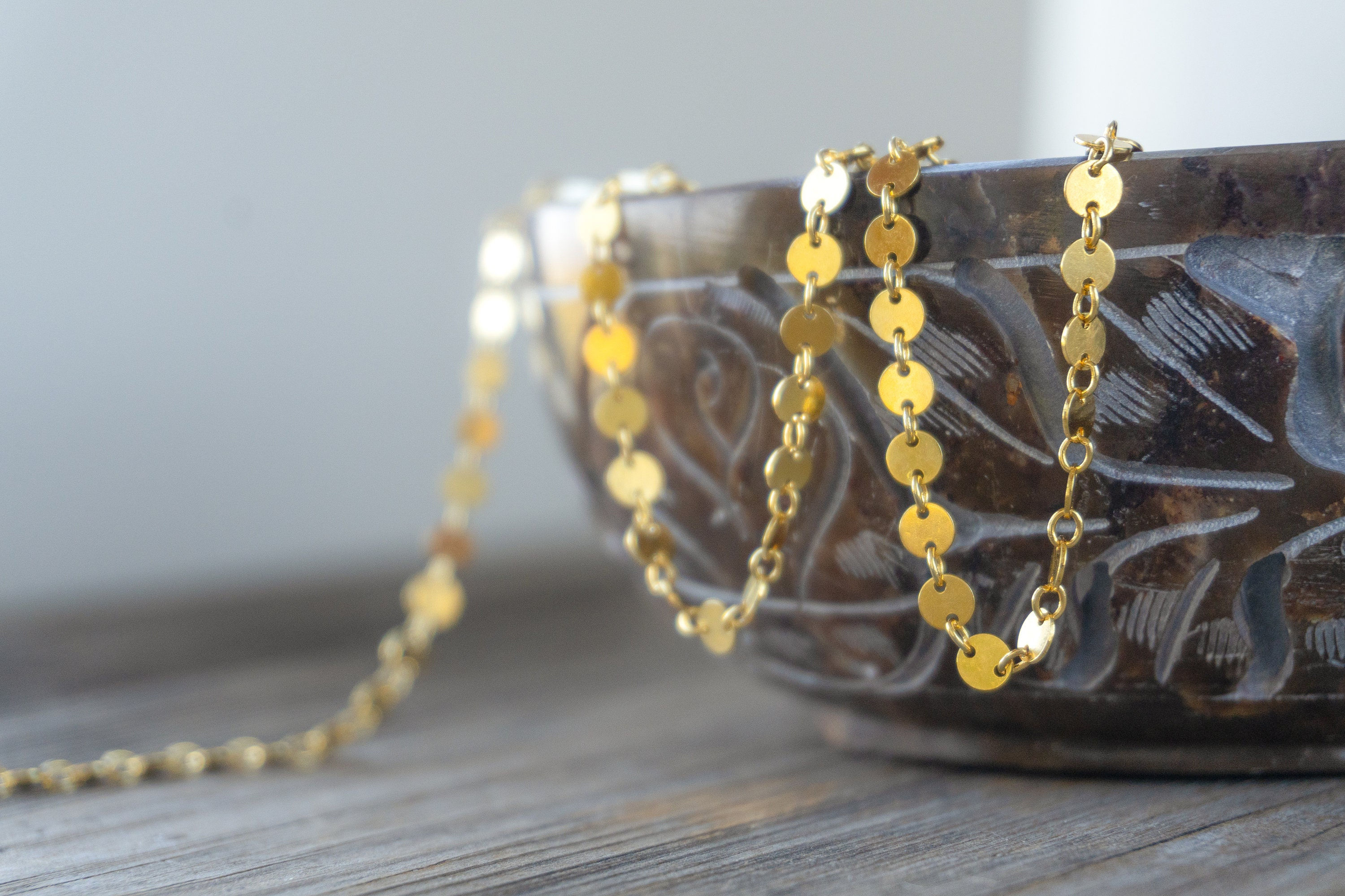 18k Gold 4mm Disc Coin Sequin Chain for Jewelry Making