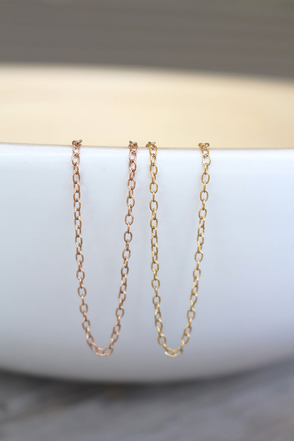 Thumbnail: Rose Gold Cable Chain Necklace, 14k Gold Plated Sterling Silver
