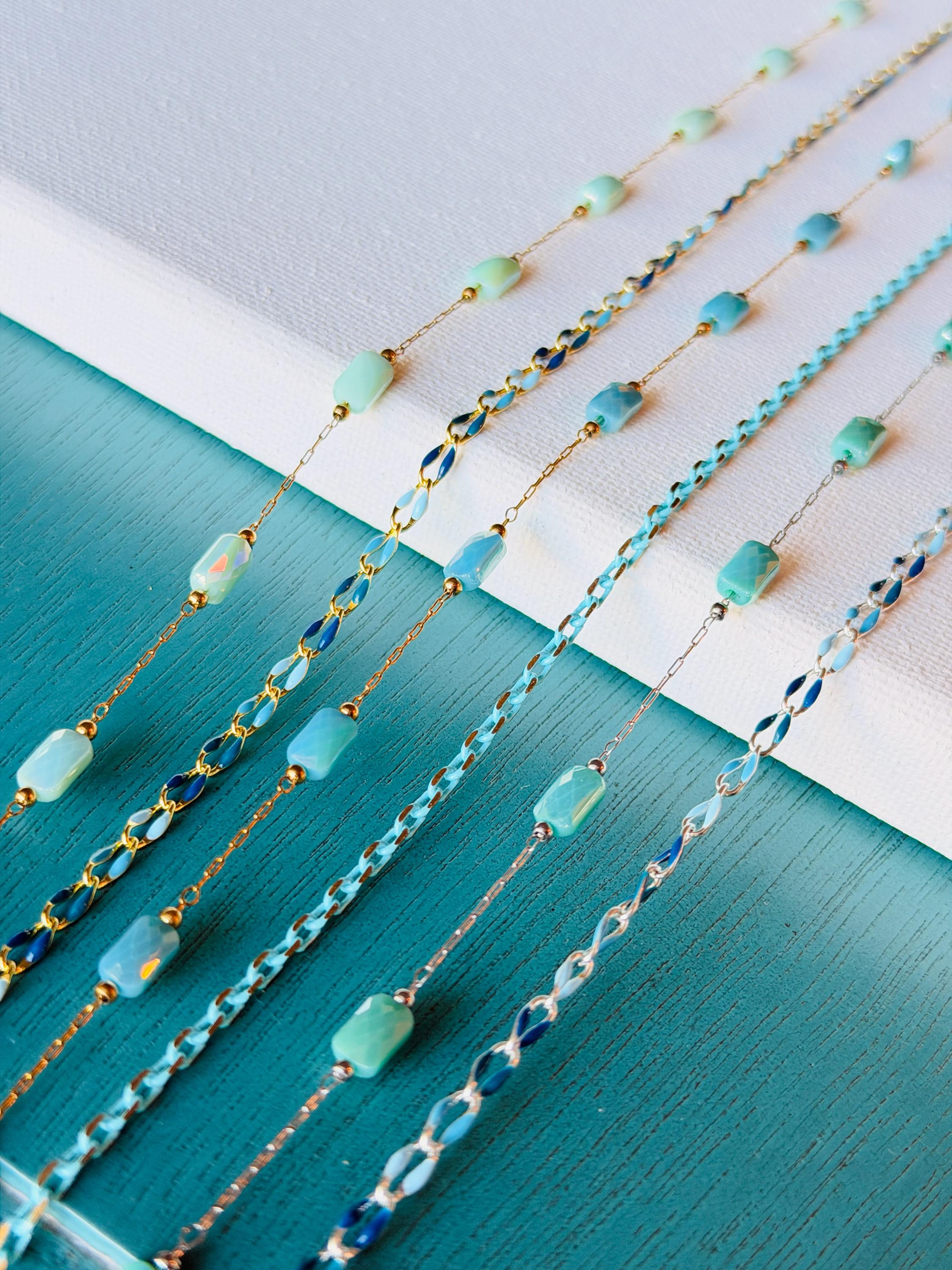 Blue Green Turquoise Enamel Chains - Wholesale Stainless Steel Chain 3ft