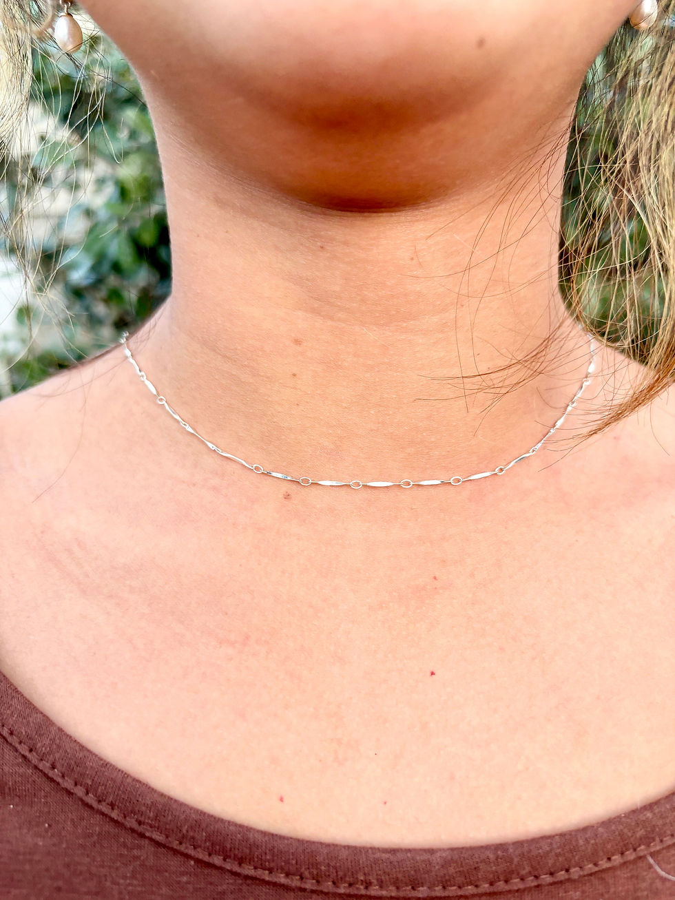 Thumbnail: Sterling Silver Bar and Dapped Link Chain - Permanent Jewelry