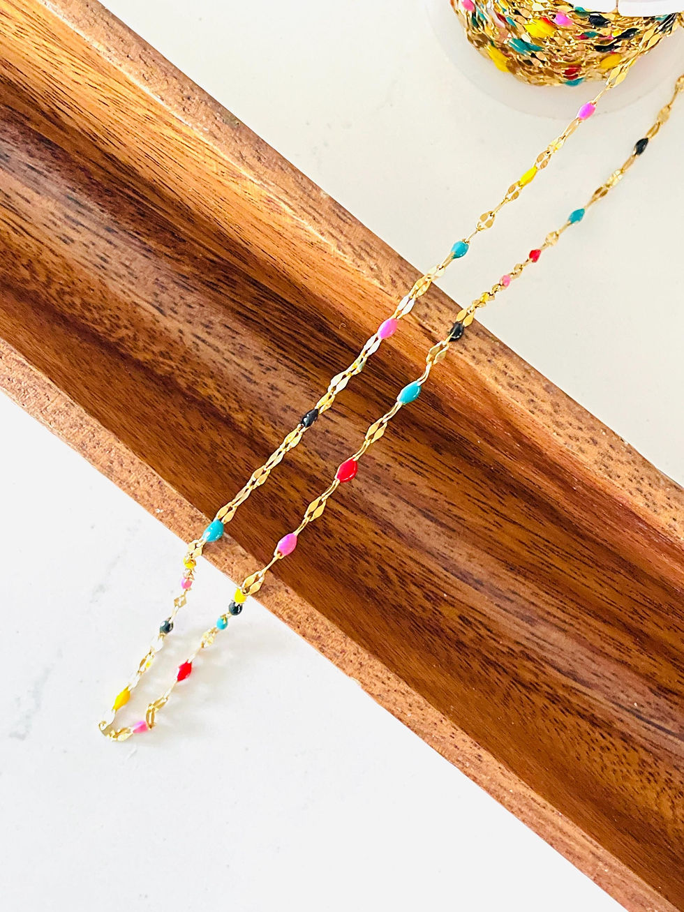 Thumbnail: Enamel Stainless Steel Lip Chain 18K Gold - Wholesale Bulk Chain By The Foot