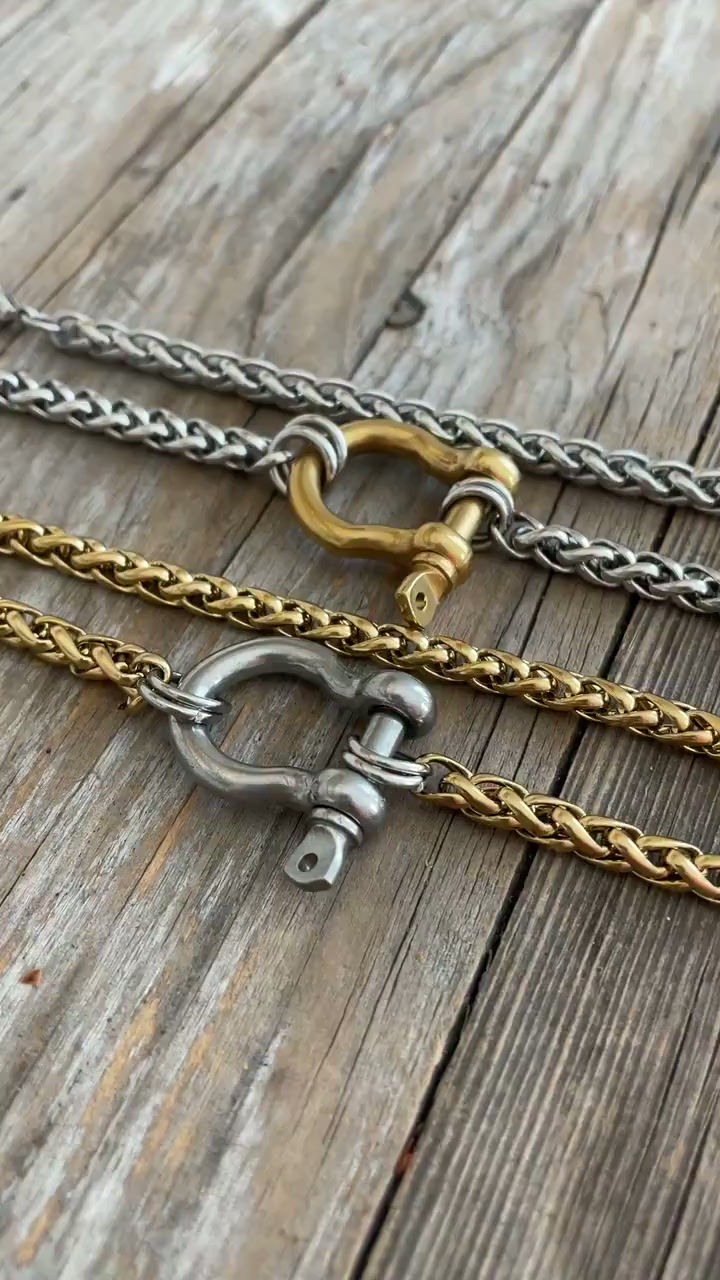 Thumbnail: Stainless Steel Carabiner Necklace - Gold/Silver Chunky Choker