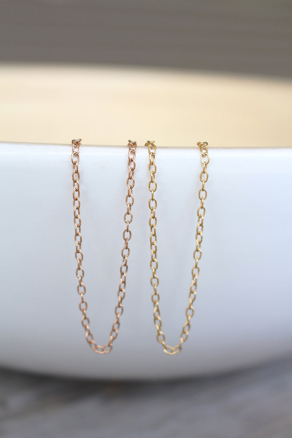 Thumbnail: 5 Rose Gold and 14k Gold Cable Chain Necklaces 14 to 24 inches