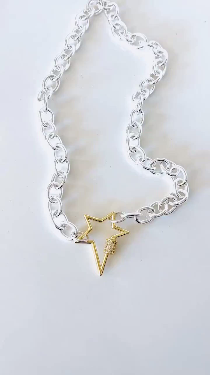 Thumbnail: Gold Star Shackle Stainless Steel Necklace - Chunky Choker