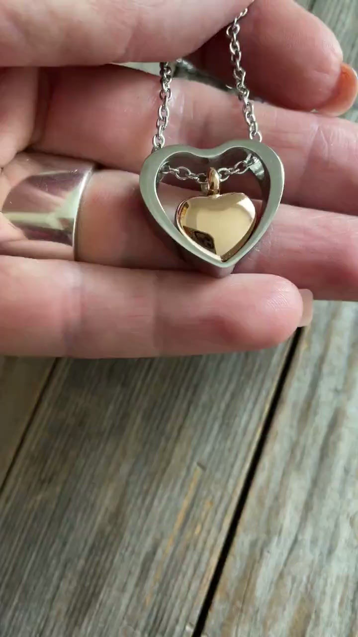 Thumbnail: Custom Engraved Heart Urn Pendant Necklace - Memorial Jewelry for Ashes
