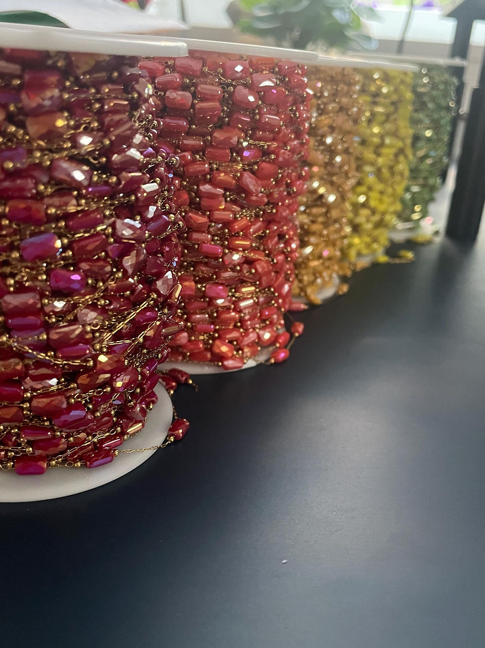 Thumbnail: 18k Gold Crystal Glass Bead Chains: Tarnish Free, Handmade for Jewelry Making