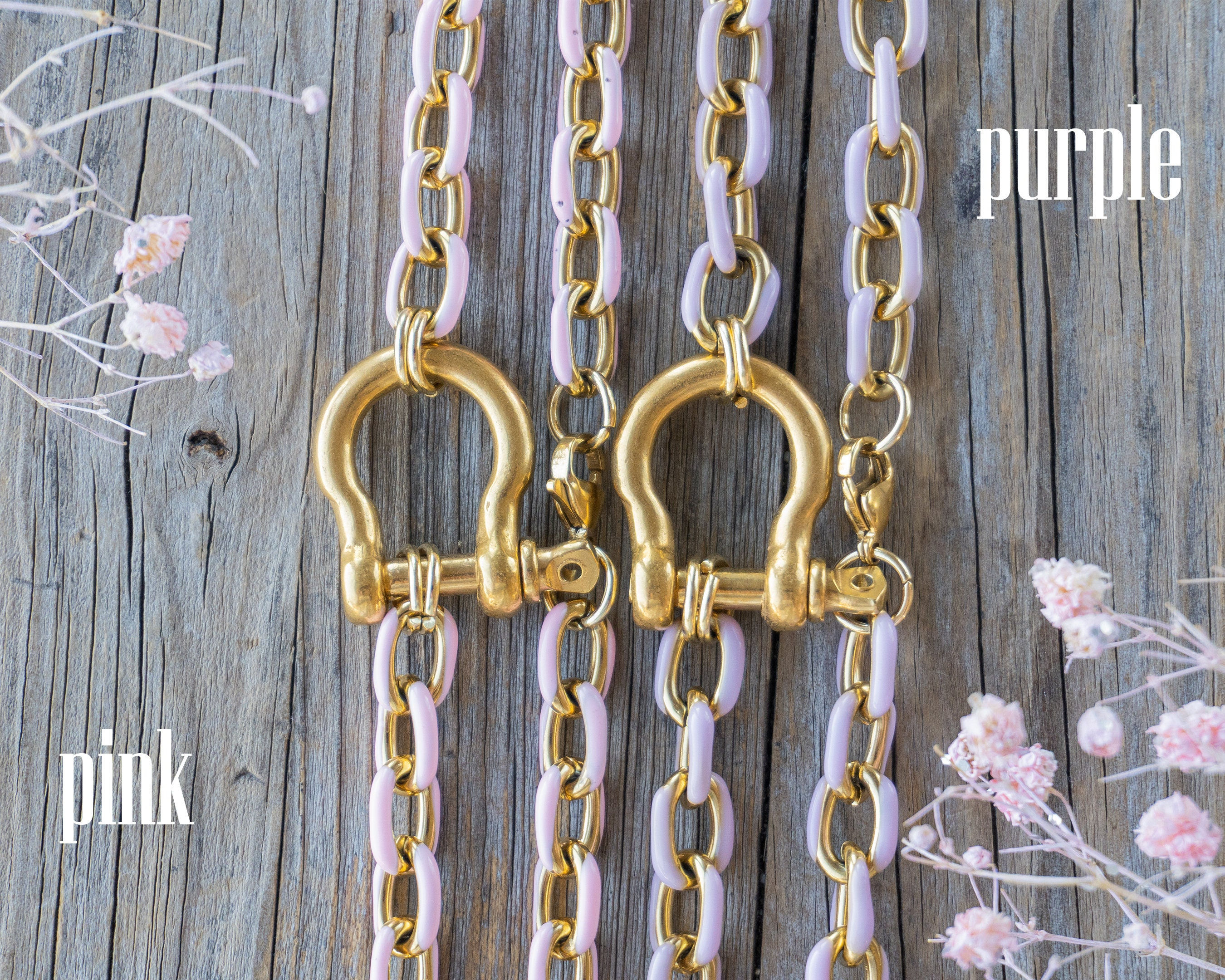 Horseshoe Shackle Choker Necklace - Stainless Steel with Colored Enamel Links