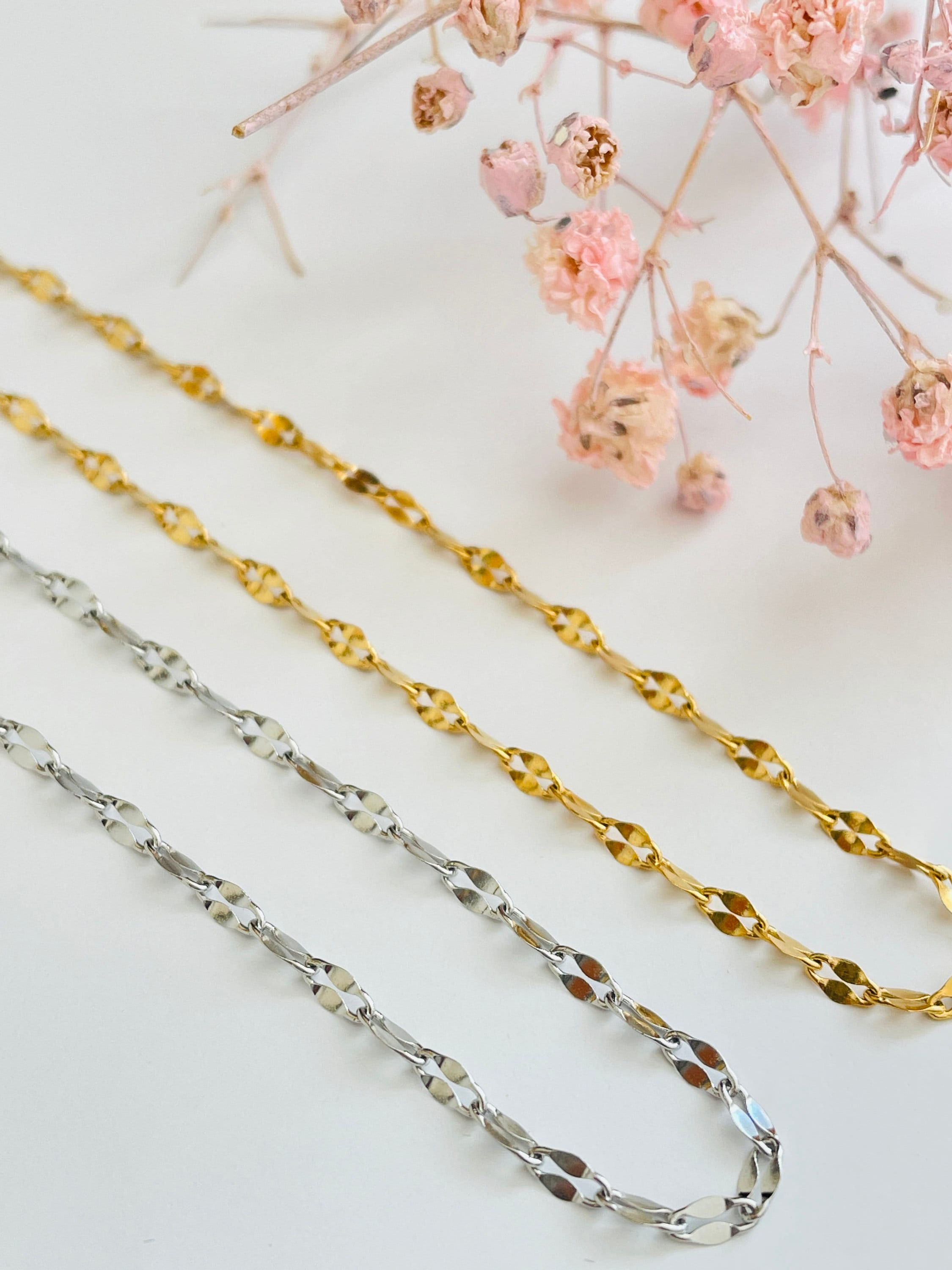 Tarnish Free Stainless Steel Lip Chain - Gold and Silver