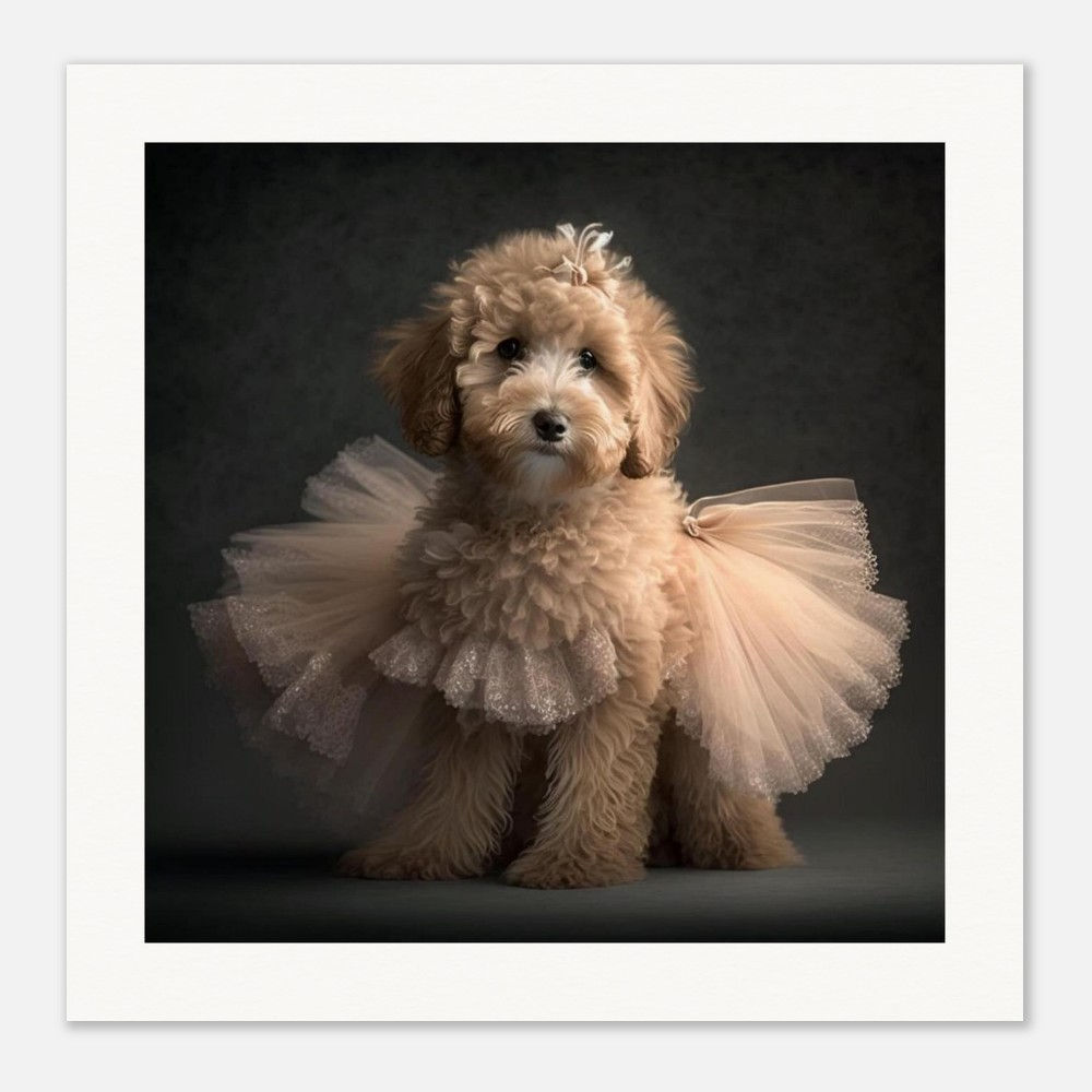 Elegant Cockerpoo Dog in Tutu – Whimsical Animal Wall Art Print