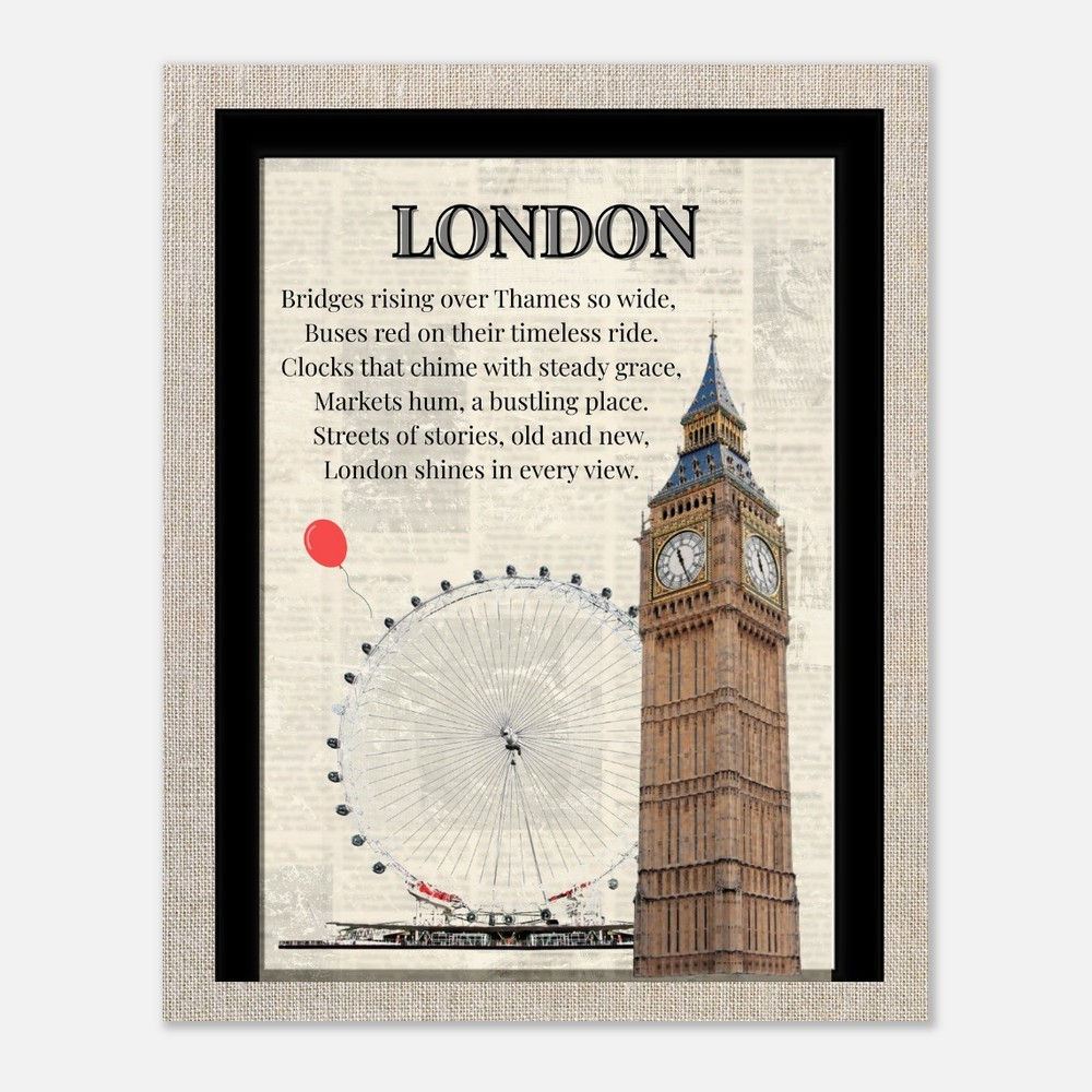 London in Red – Luxury London Landmark Art Print with Red Balloon Motif