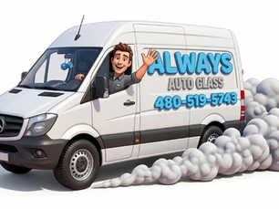 Image of Always Auto Glass Service Van with Phone number