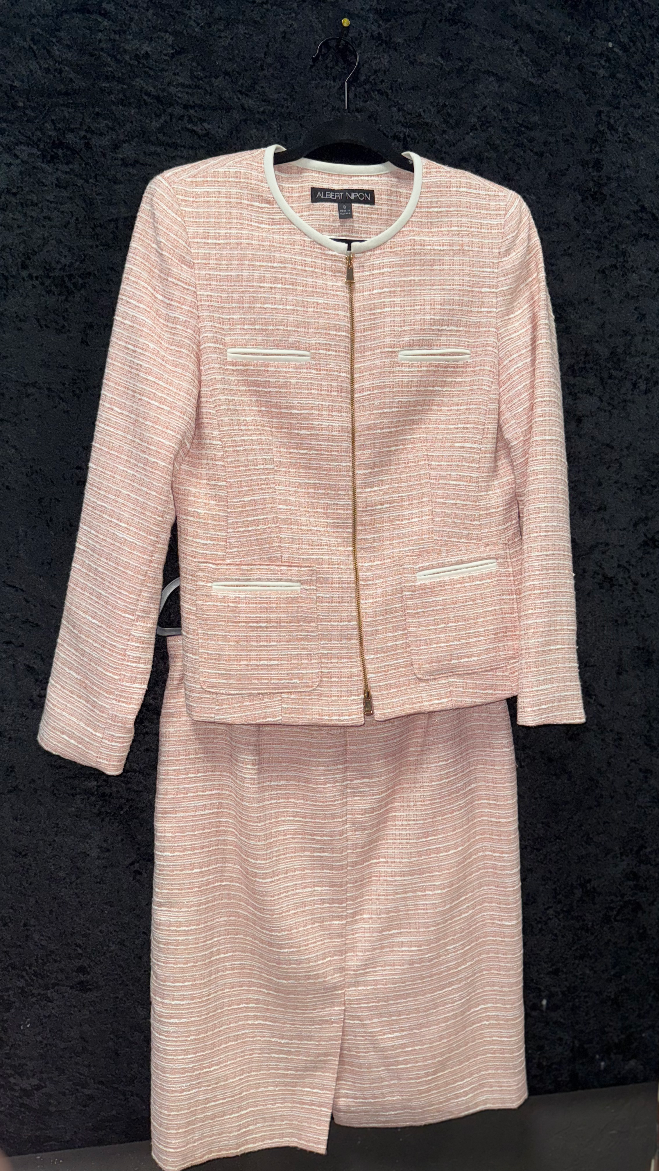 Blush Tweed Skirt Suit – Classic Fit