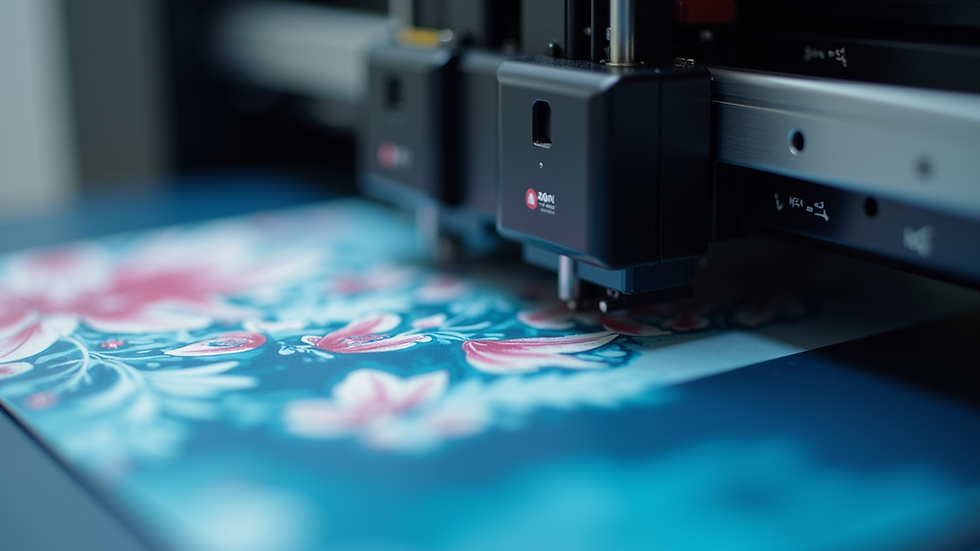 Close-up view of a UV printer print head during maintenance