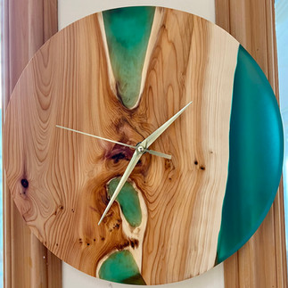 Yew and Resin clocks 
