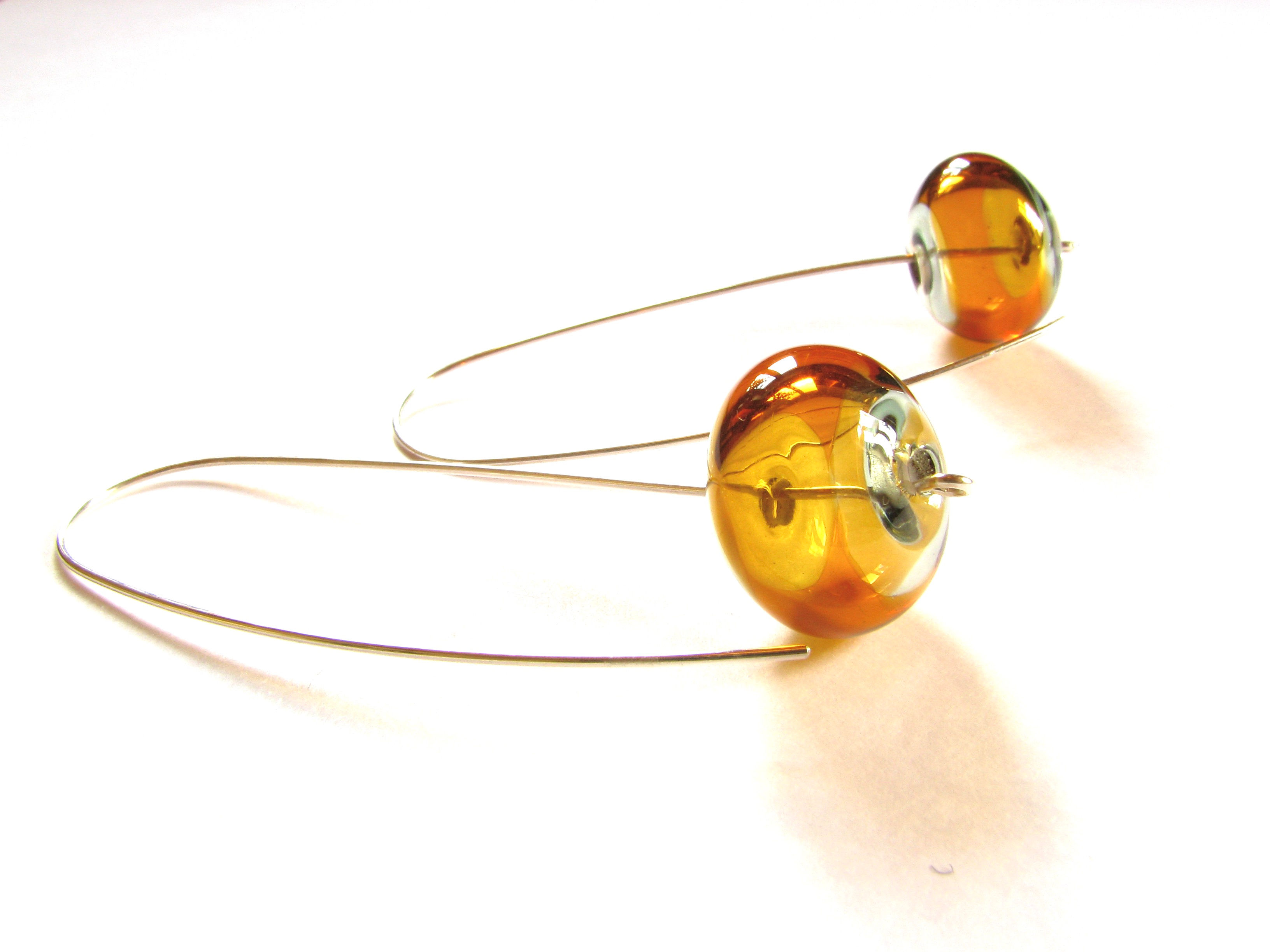 Boucles D'Oreilles Ambre Gris Longues