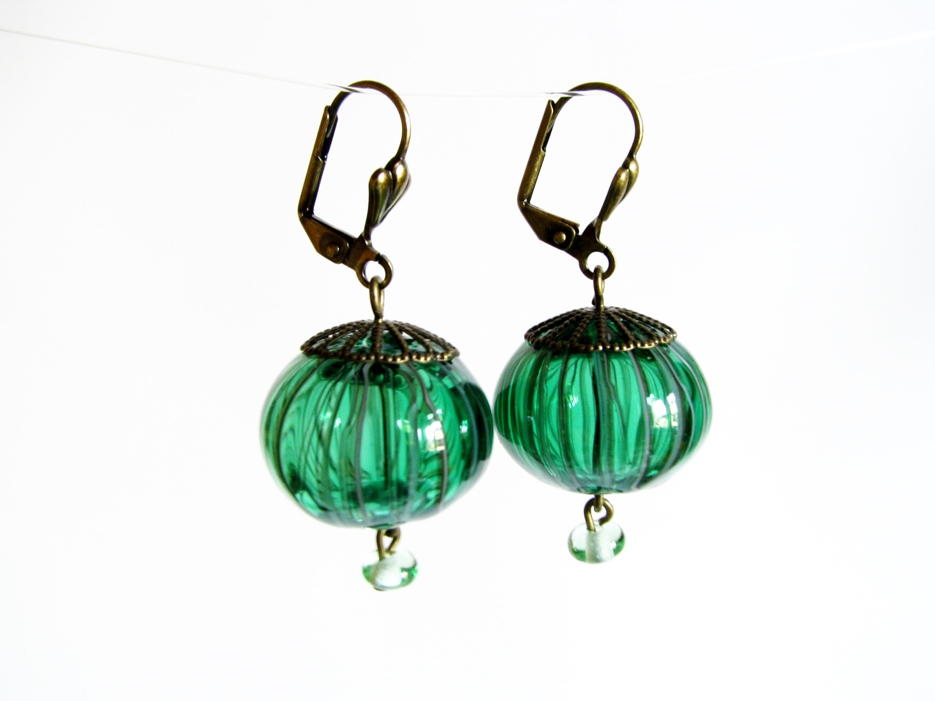 Boucles d'Oreilles Filigrane Vert