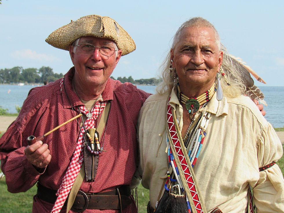 Two reenactors who attended the 2017 voyageurs event at Lake St. Clair in Michigan