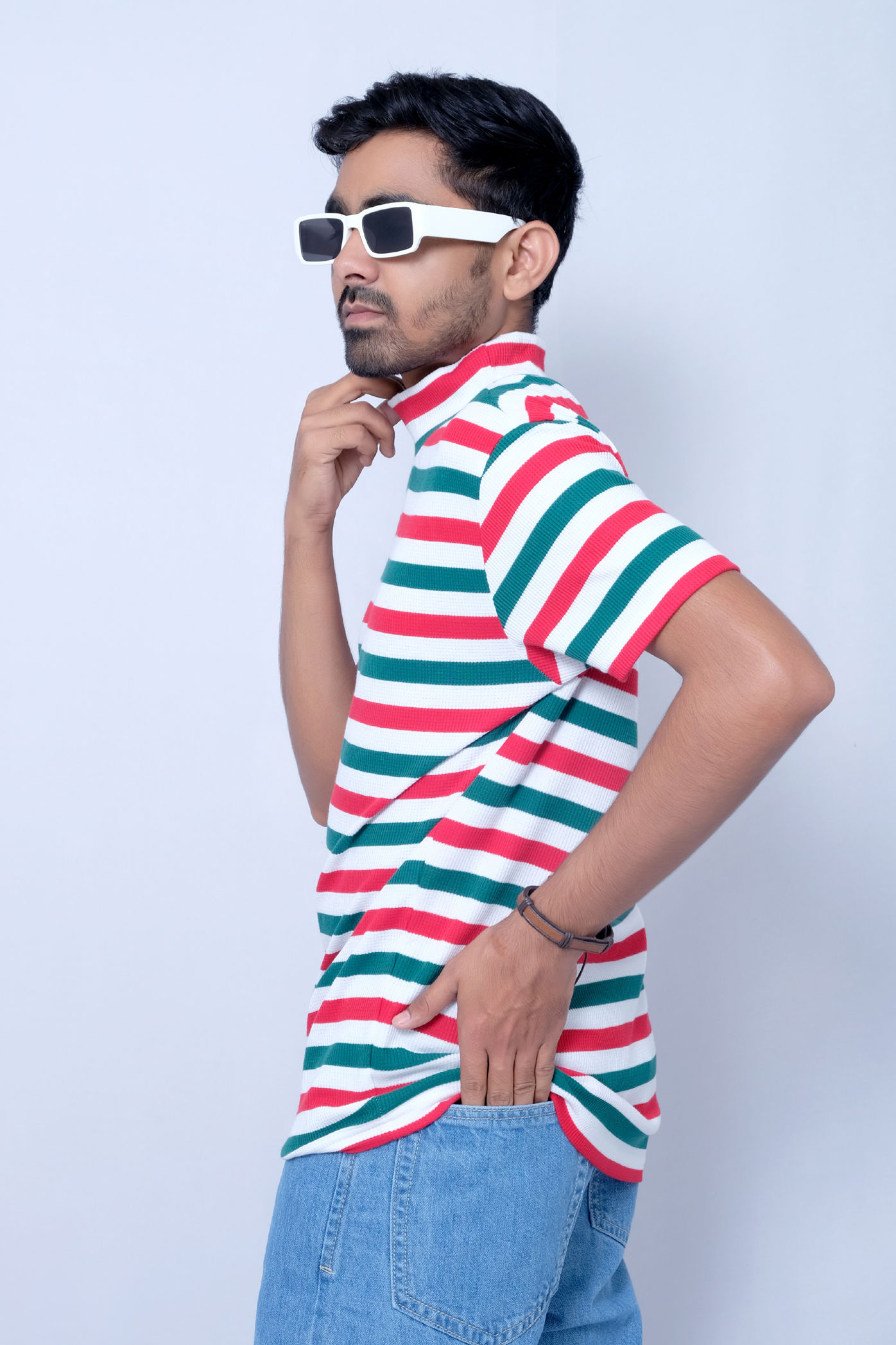 Stripes High Neck T-Shirt