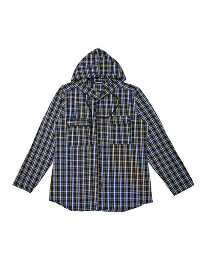 Black ChecksHooded Shirt | Storezia
