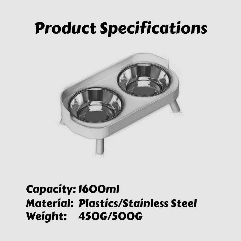 Thumbnail: Dopamine Colorful Elevated Pet Feeder: Dual Stainless Steel Bowls with Neck Supp