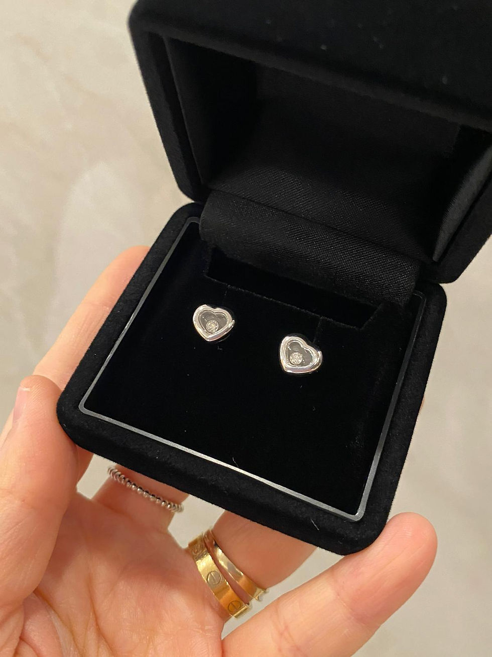 Thumbnail: CHOPARD HAPPY DIAMONDS 18K SOLID WHITE GOLD PIERCED EARRINGS
