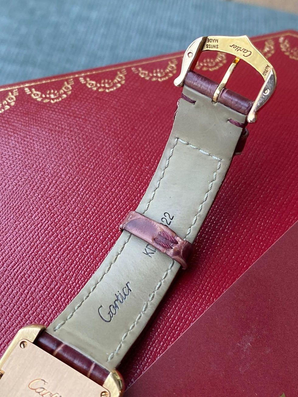 Thumbnail: CARTIER TANK ANGLAISE 18K SOLID ROSE GOLD CROC LEATHER STRAP