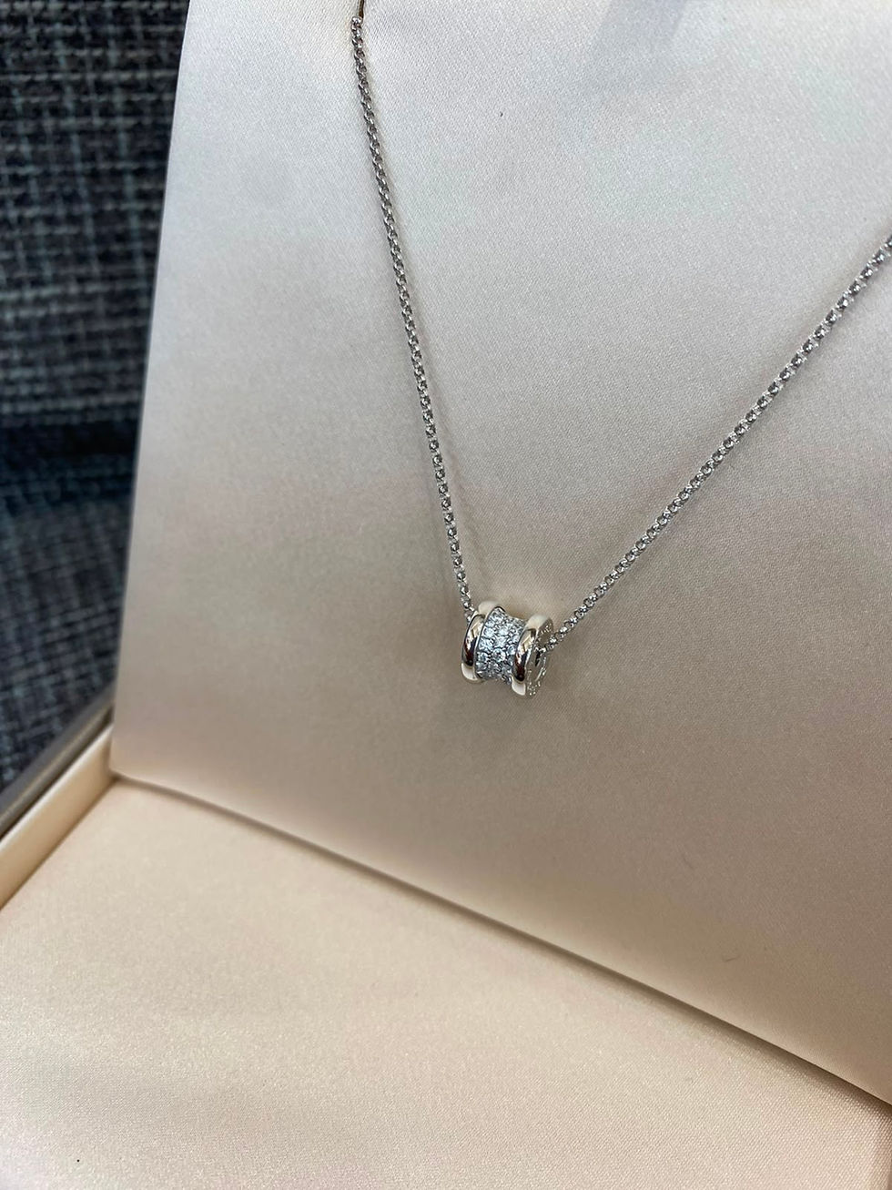 Thumbnail: BULGARI B.ZERO1 SM 18K WHITE GOLD DIAMONDS NECKLACE - 2019