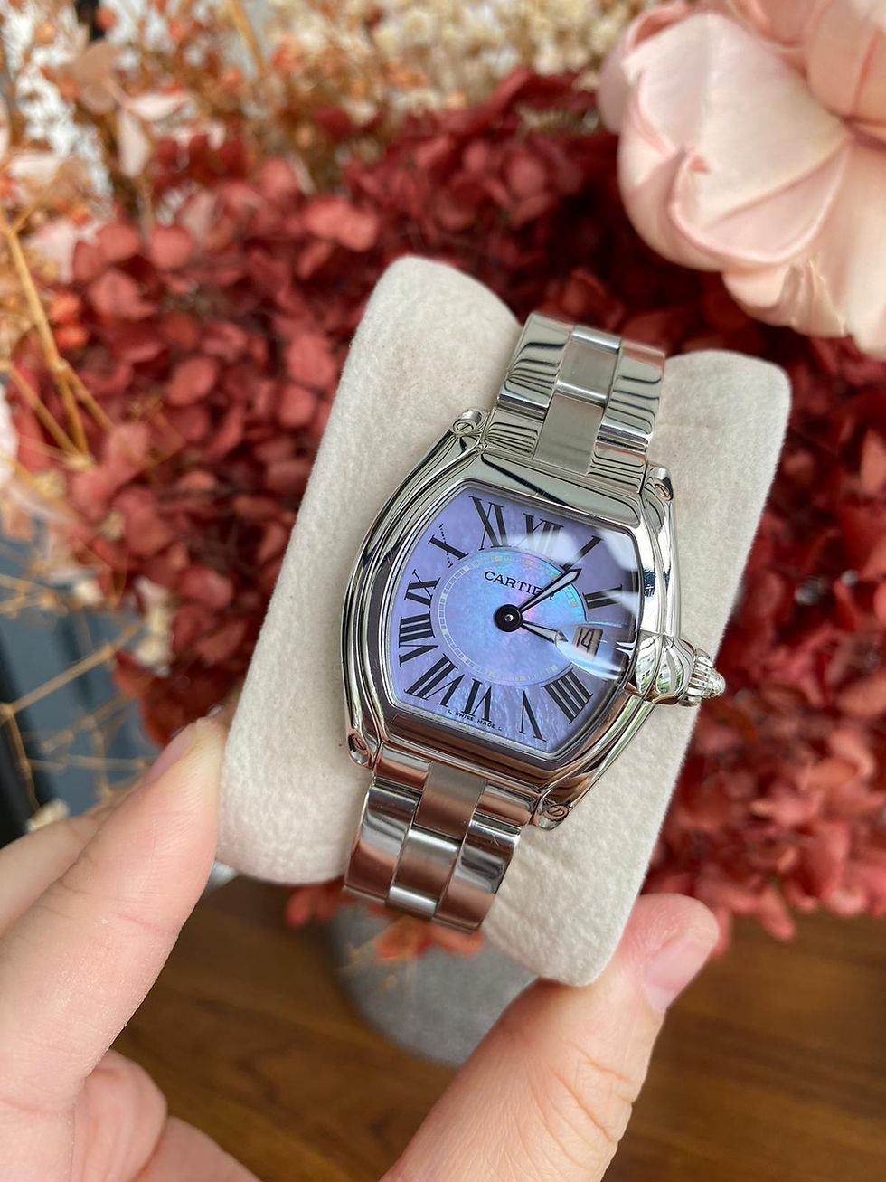 Thumbnail: CARTIER ROADSTER MOTHER OF PEARL DIAL QUARTZ STEEL
