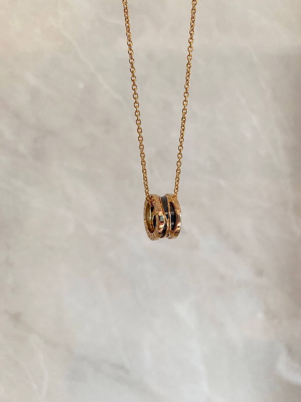 Thumbnail: BULGARI B.ZERO1 ZAHA HADID LTD ED NECKLACE 18K RG CERAMIC