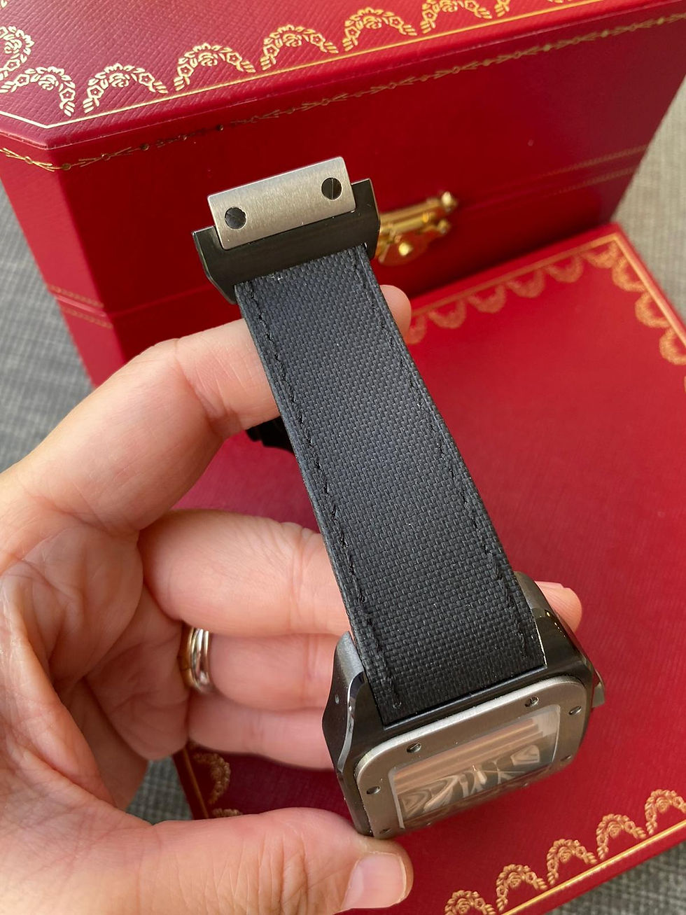 Thumbnail: CARTIER SANTOS XL/L BLACK CERAMIC & STEEL DISCONTINUED PRELOVED