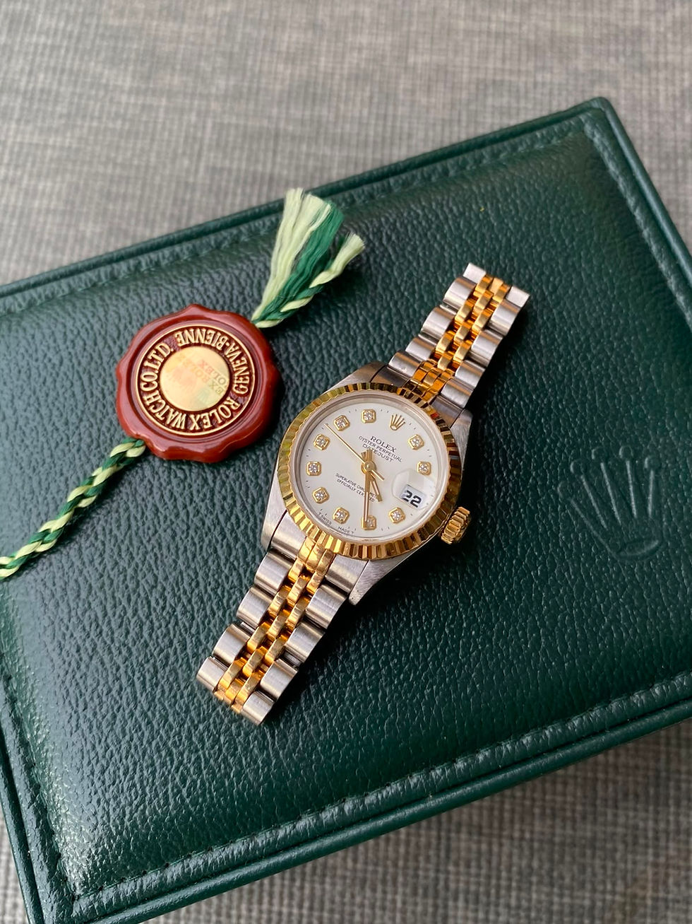Thumbnail: ROLEX DATEJUST 26 TWO TONED 18K SOLID GOLD FLUTED WHITE 10P WATCH