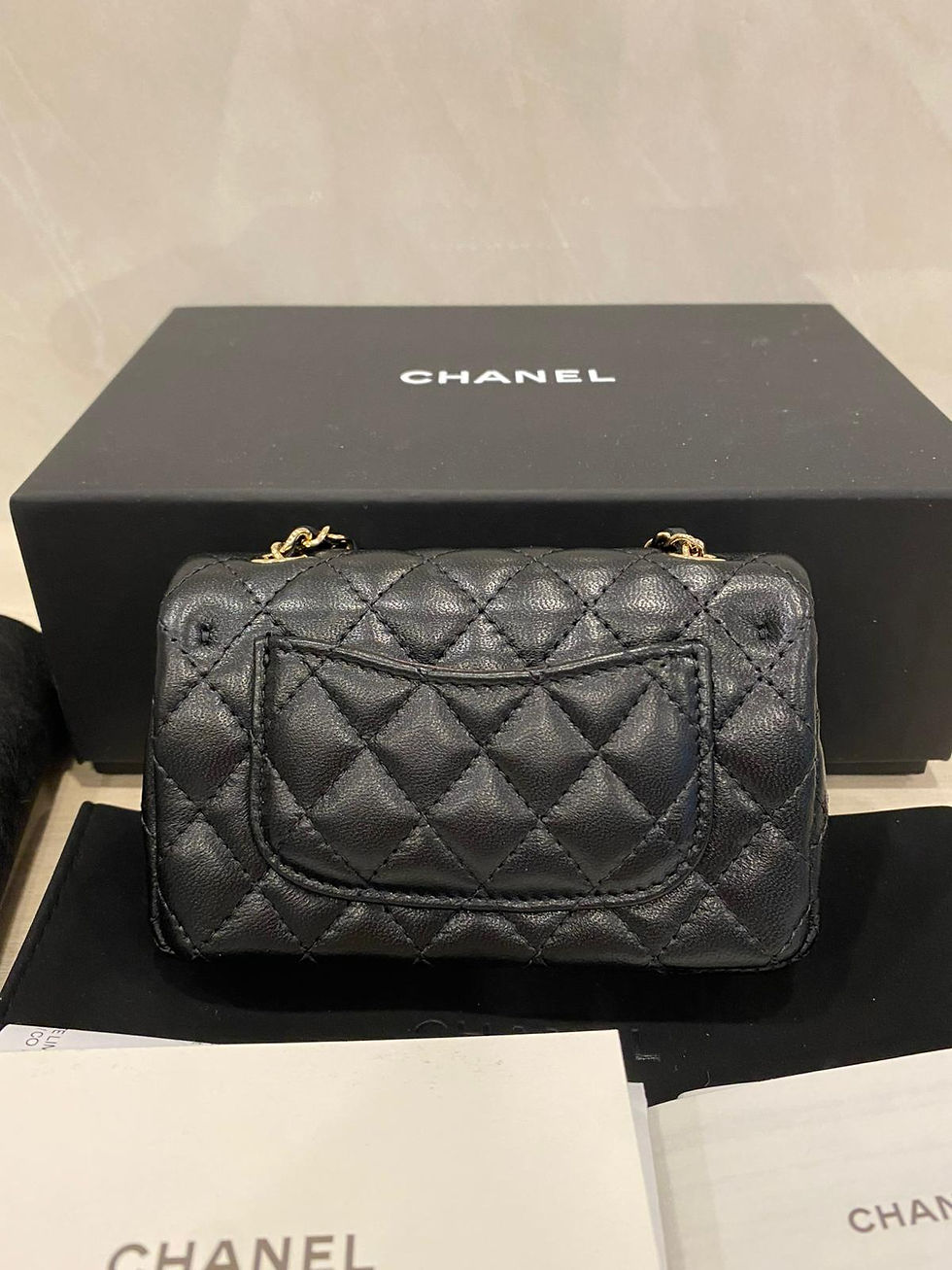 Thumbnail: CHANEL SUPER MINI CLASSIC FLAP BAG HEART PEARL LAMBSKIN BLACK