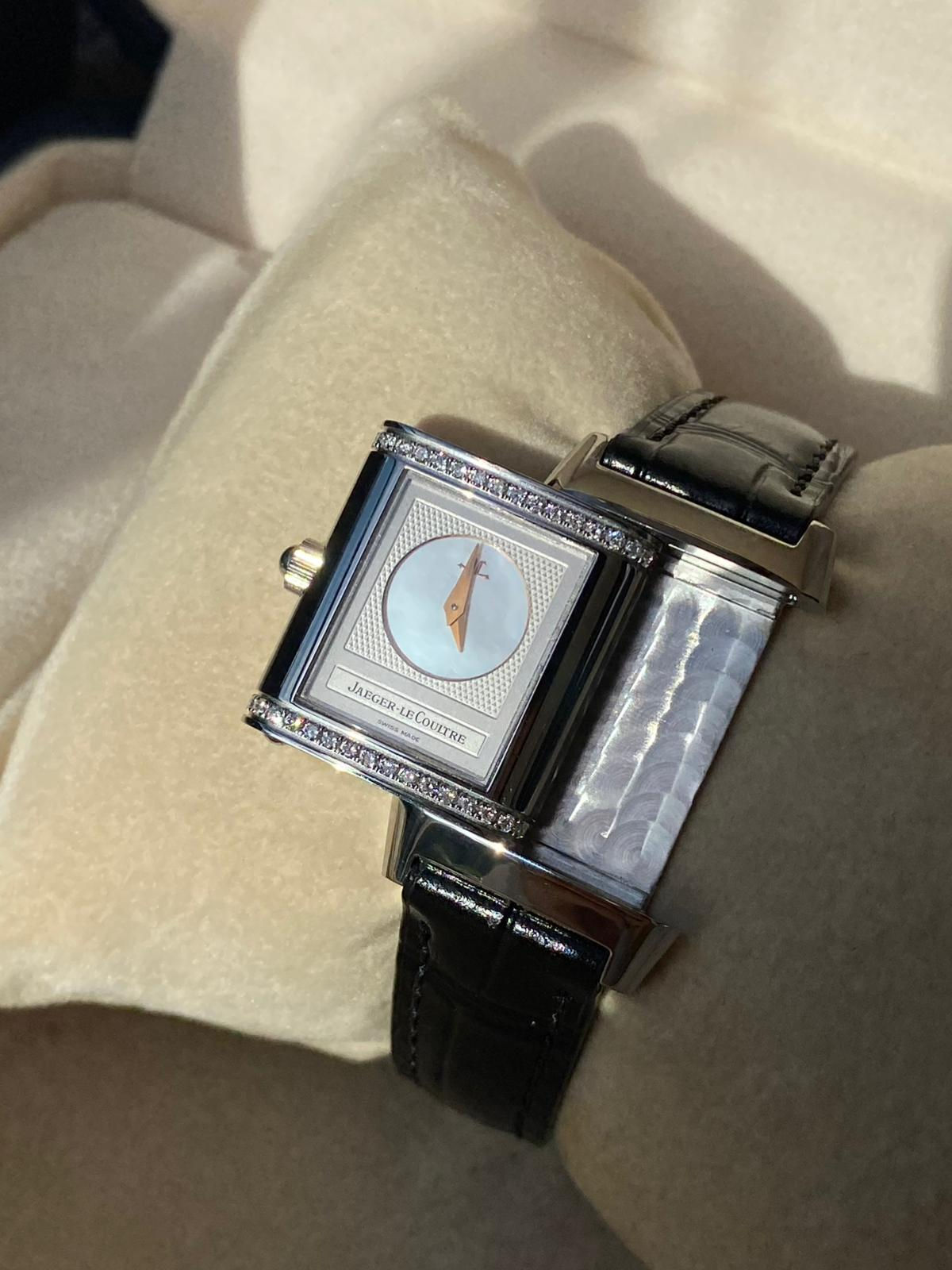 JLC REVERSO DUETTO SMALL MOTHER OF PEARL, DIAMONDS, MECHANICAL