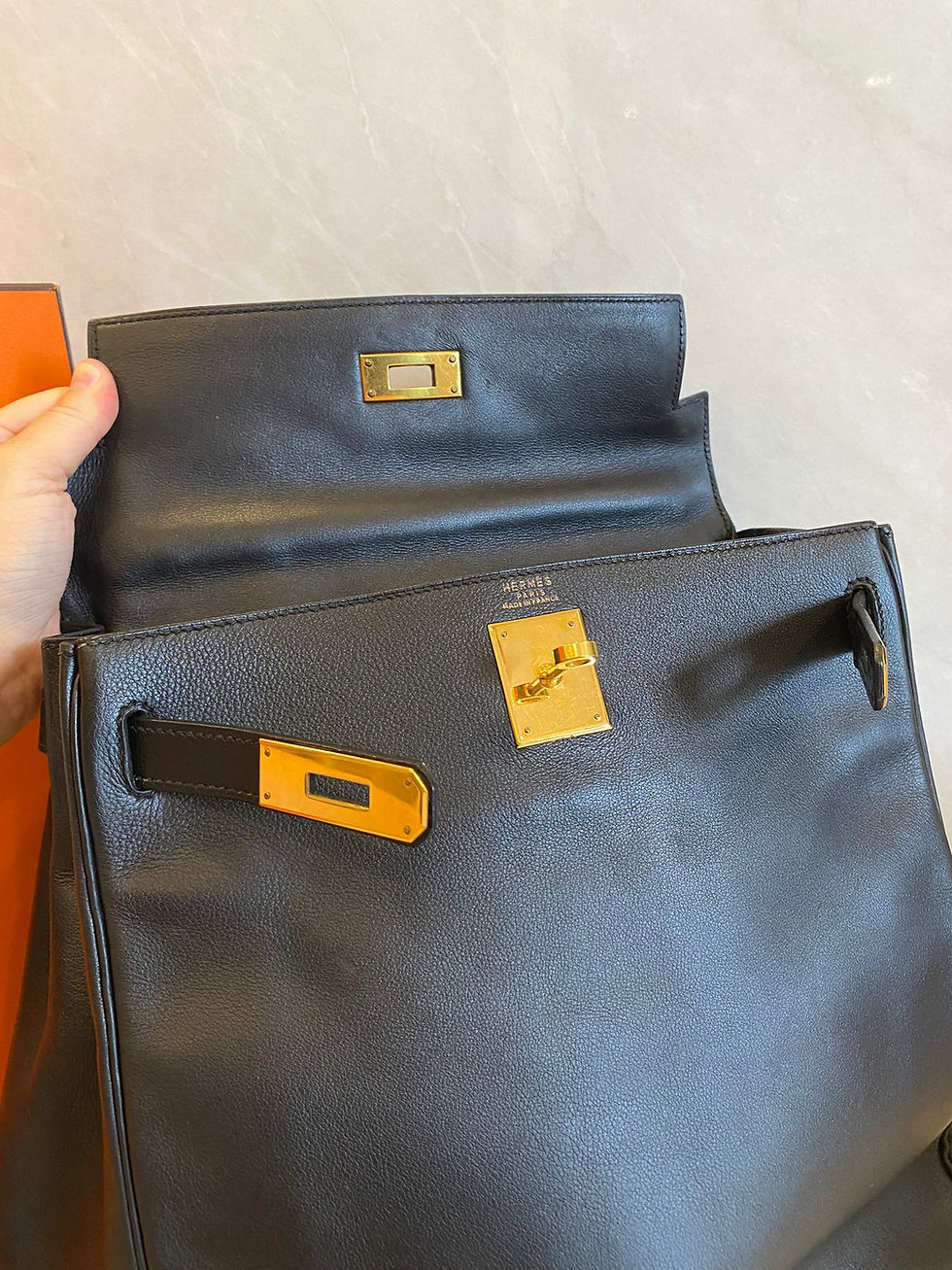 Thumbnail: HERMES KELLY ADO BACKPACK VEAU GULLIVER NOIR GHW 1996