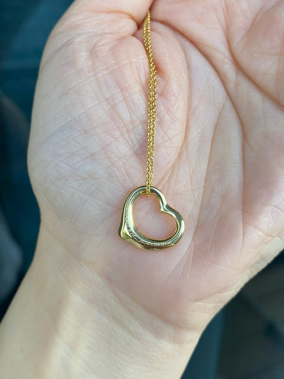 Thumbnail: TIFFANY & CO OPEN HEART NECKLACE 18K YG ELSA PERRETI 15.5mm