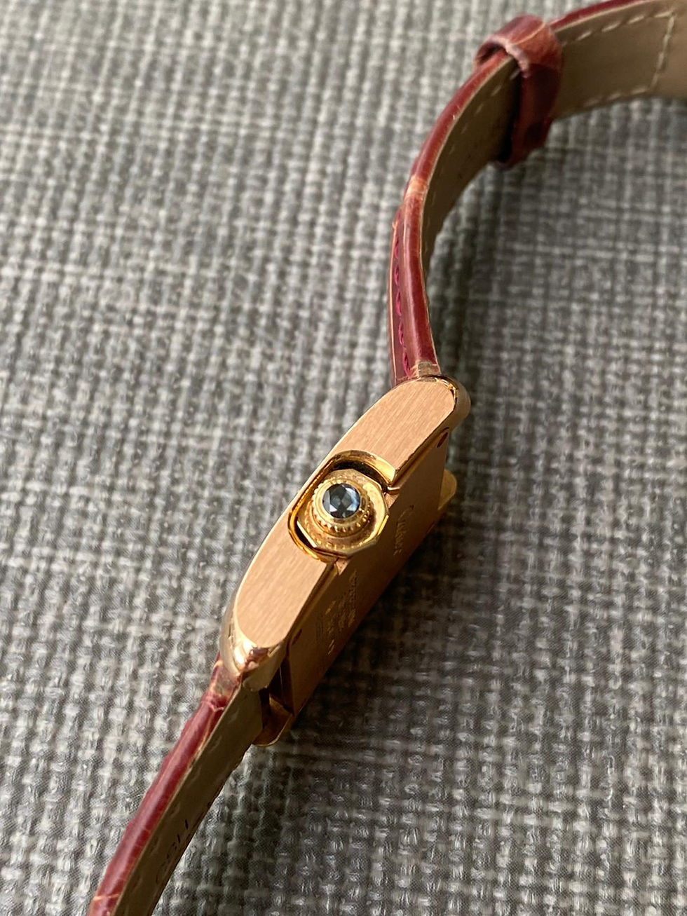 Thumbnail: CARTIER TANK ANGLAISE 18K SOLID ROSE GOLD CROC LEATHER STRAP