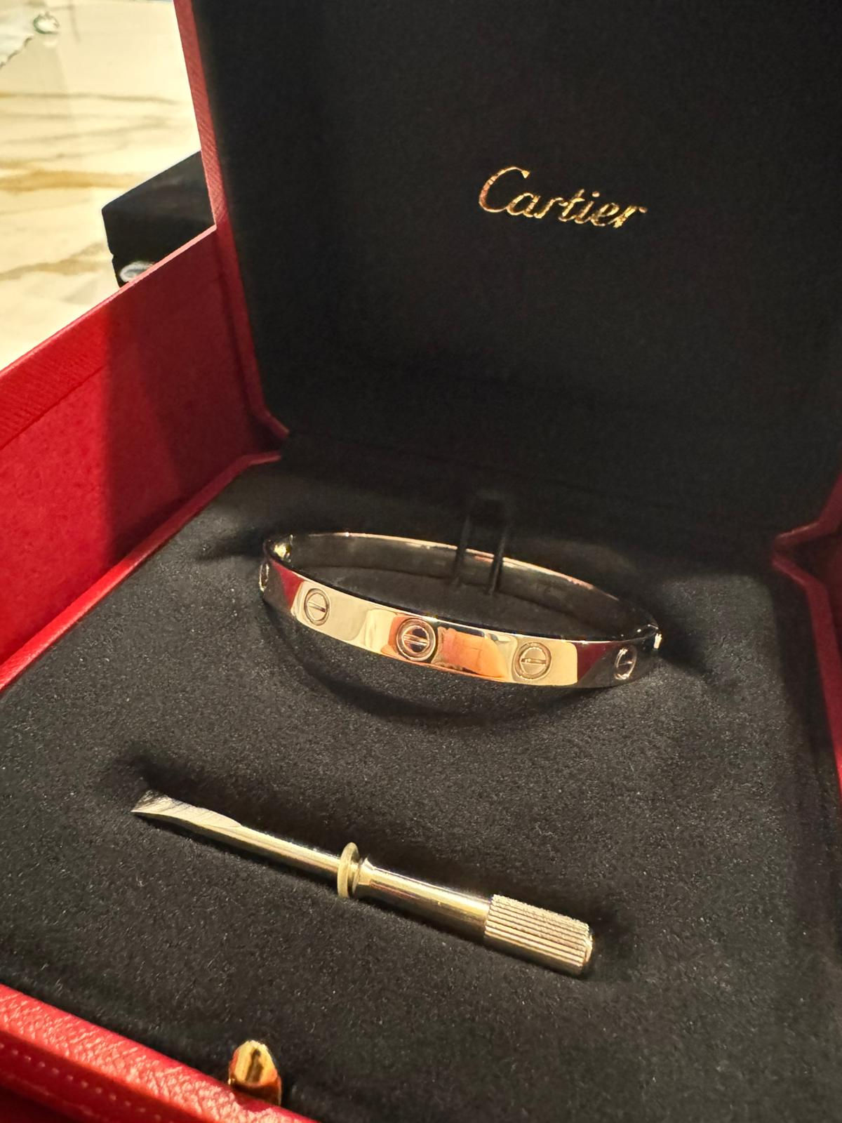 CARTIER LOVE BRACELET 18K WHITE GOLD CLASSIC — Size 17