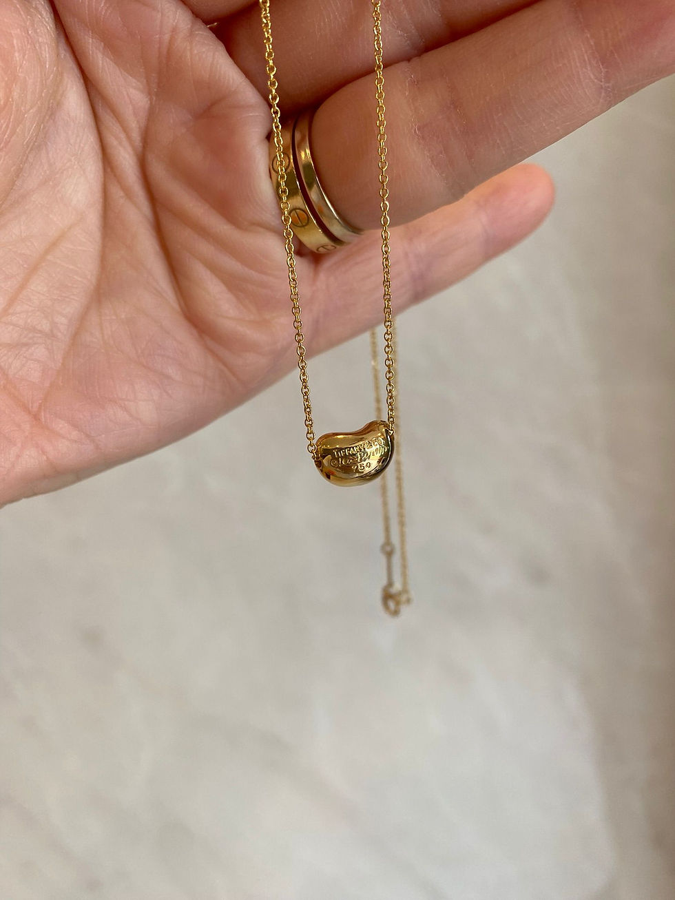 Thumbnail: TIFFANY & CO BEAN 10MM ELSA PERRETTI NECKLACE 18K PAVED DIAMONDS