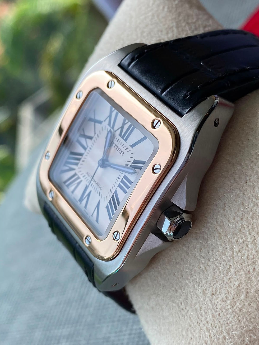 Thumbnail: CARTIER SANTOS 100 MEDIUM 2878 TWO TONED 18K RG | STEEL | DEPLOYANT - MINT