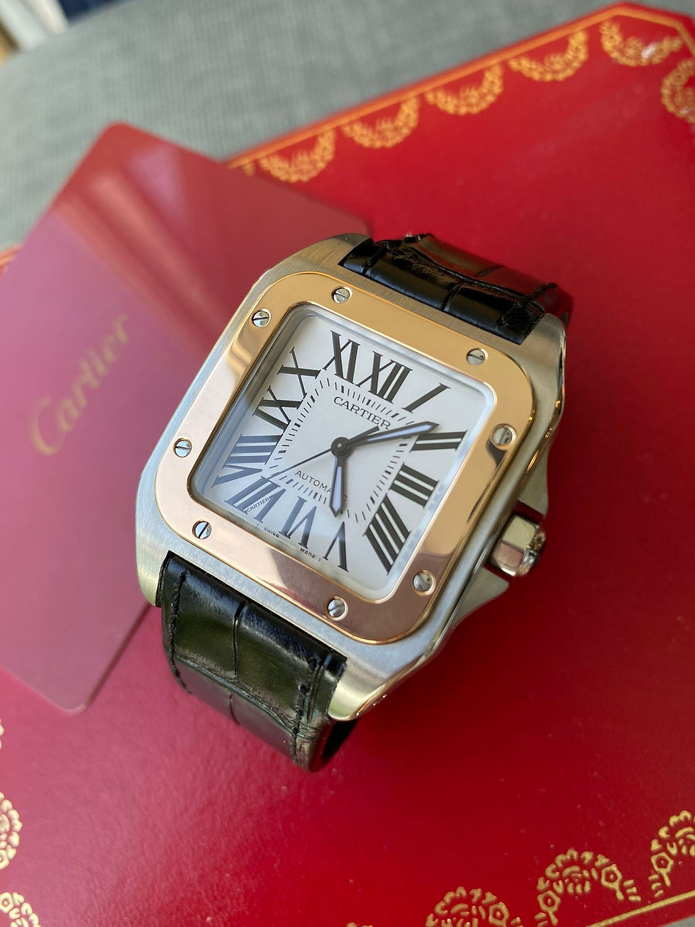 Thumbnail: CARTIER SANTOS 100 TWO TONED AUTOMATIC 18K RG + STEEL (Mint Preloved)