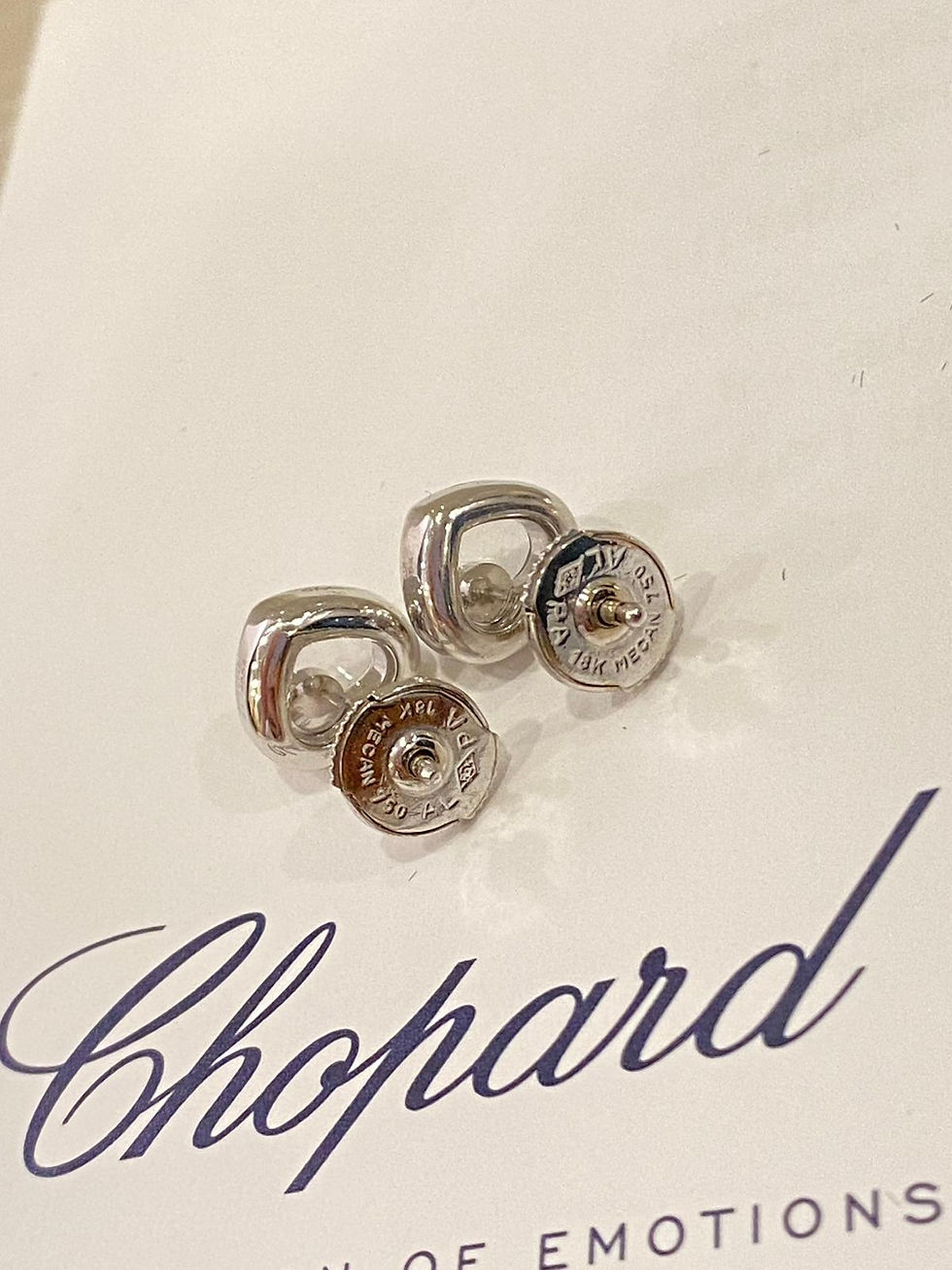 Thumbnail: CHOPARD HAPPY DIAMONDS 18K SOLID WHITE GOLD PIERCED EARRINGS