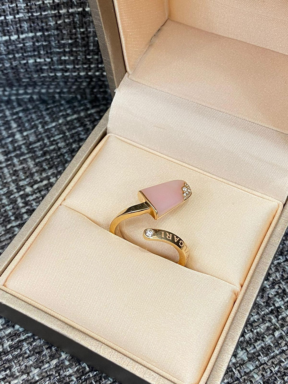 Thumbnail: BULGARI ICE CREAM PINK OPAL RING 18K ROSE GOLD DIAMONDS
